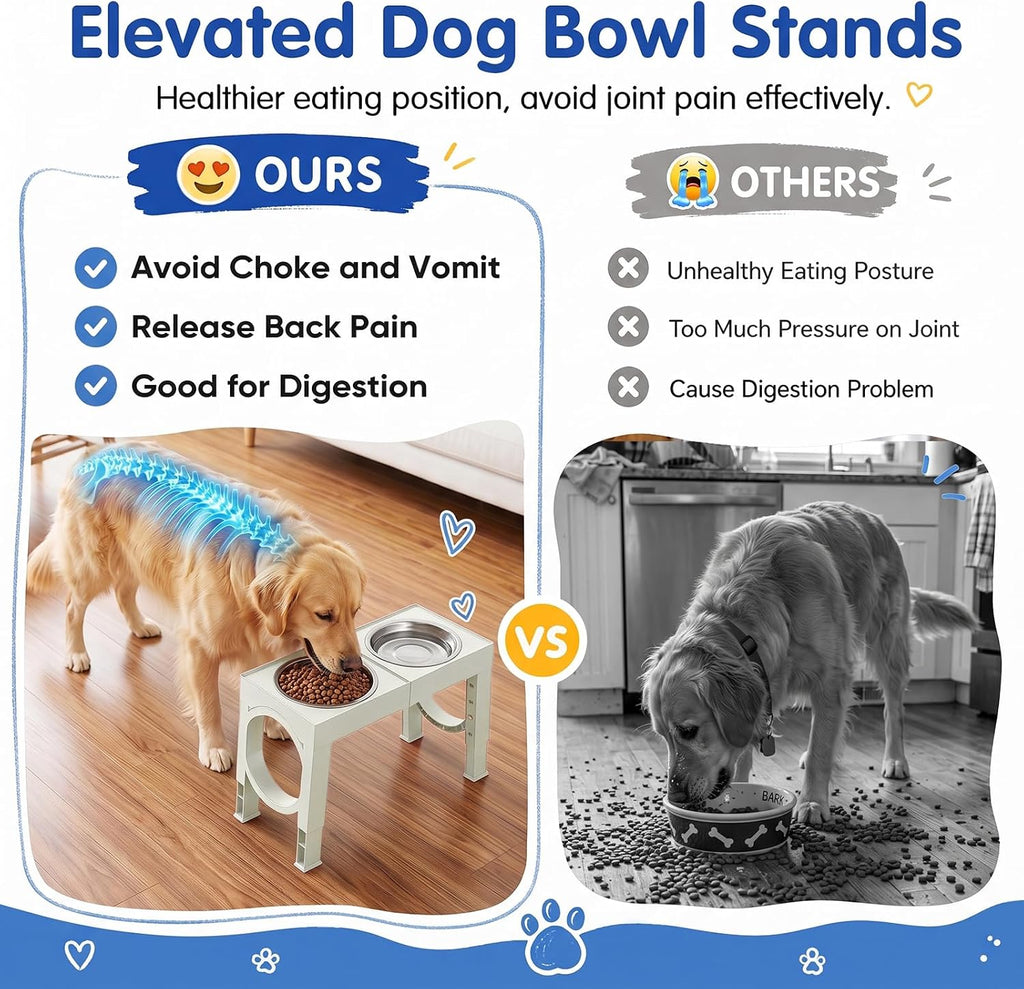 Elevated Dog Bowls Large Breed Raised Dogs Bowl Stand Large/Medium Sized Dog Stainless Steel Food Water Bowl Stands 5
