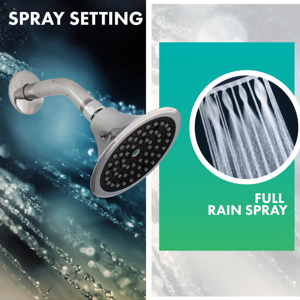 1.5 GPM Sava Fixed-Mount Wide Spray Showerhead with 360 Degree Ball Joint Swivel, Adjustable Angle, Chrome Finish