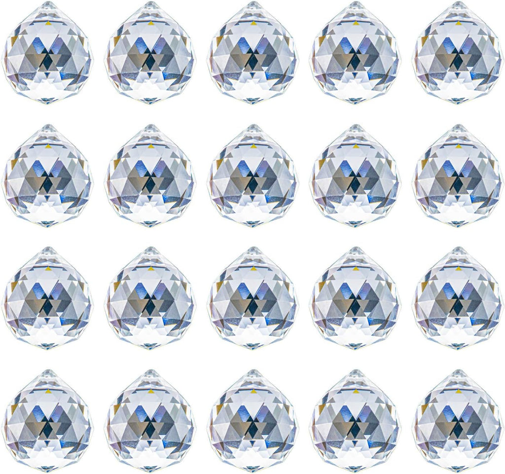 20 Pack Upgraded Crystal Ball Prism 40mm / 1.57 Inch Decorative Ball - Suncatcher Rainbow Pendants Maker - Perfect