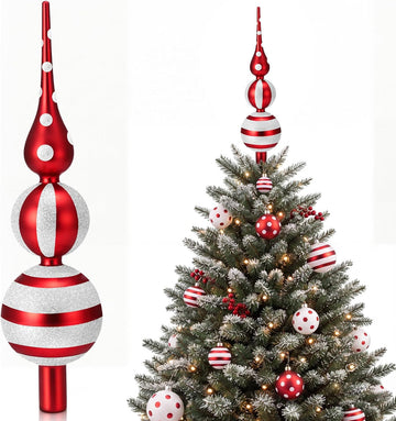13" Vintage Glass Christmas Tree Topper, Mercury Glass Finial