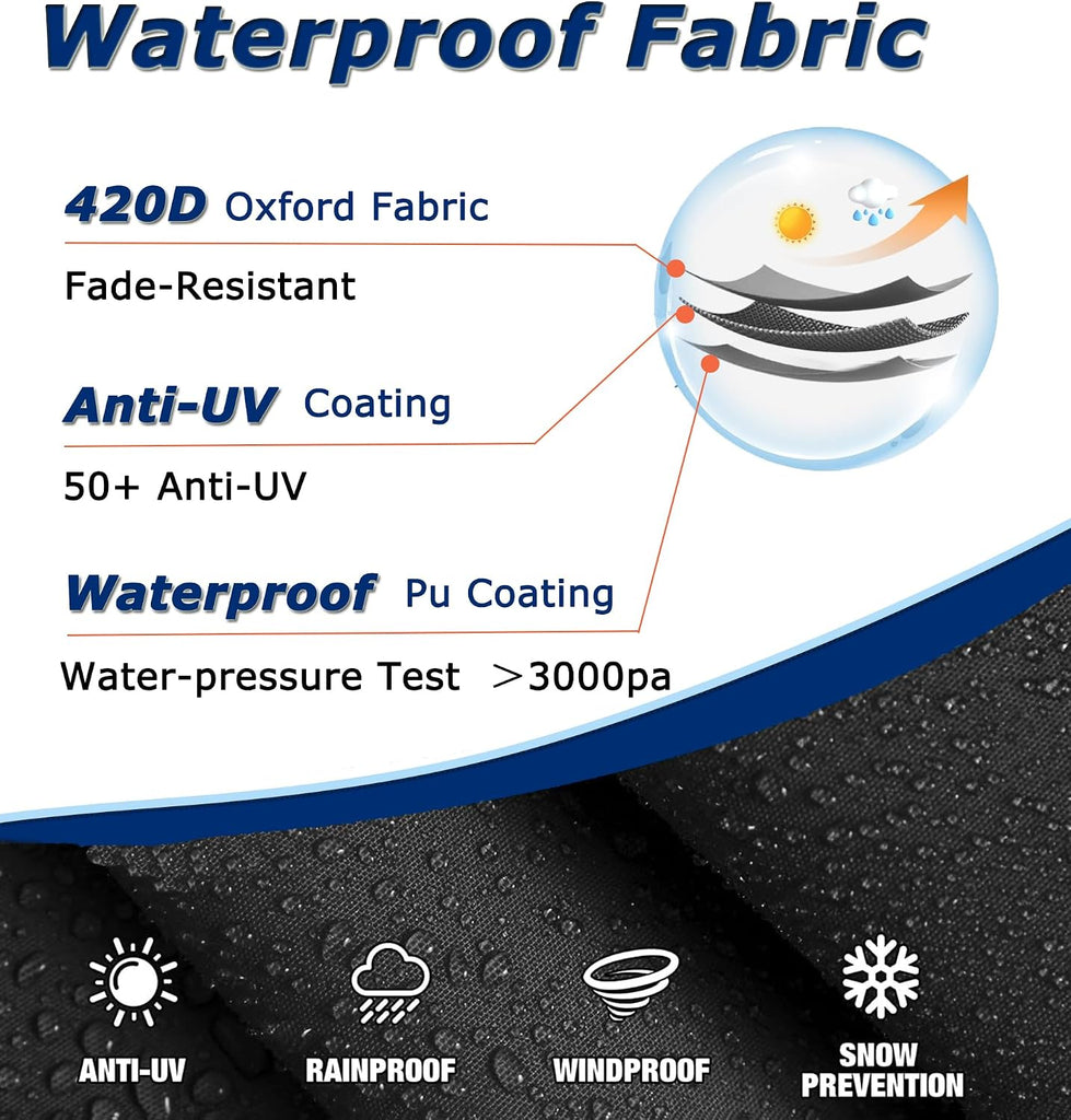 Round Patio Furniture Covers - 74" Dia Waterproof Table & Fire Pit Cover - Anti-Fading for Outdoor Dining Sets