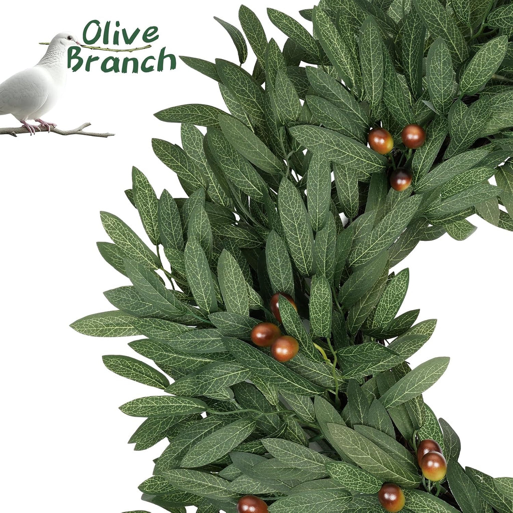 24 Inch Large Eucalyptus Olive Wreaths for Front Door with Olives