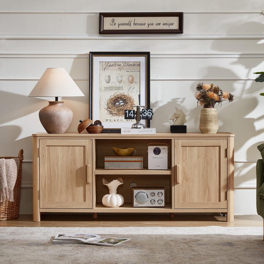 Farmhouse 55" Natural Oak Tv Stand, Tv Consoles
