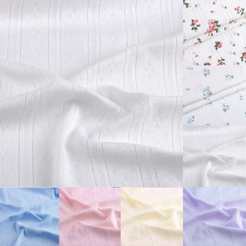 Pointelle Fabric by the Yard, 100% Cotton Jacquard Eyelet Fabric, Soft Stretch Openwork Rib Knit Fabric for DIY Craft