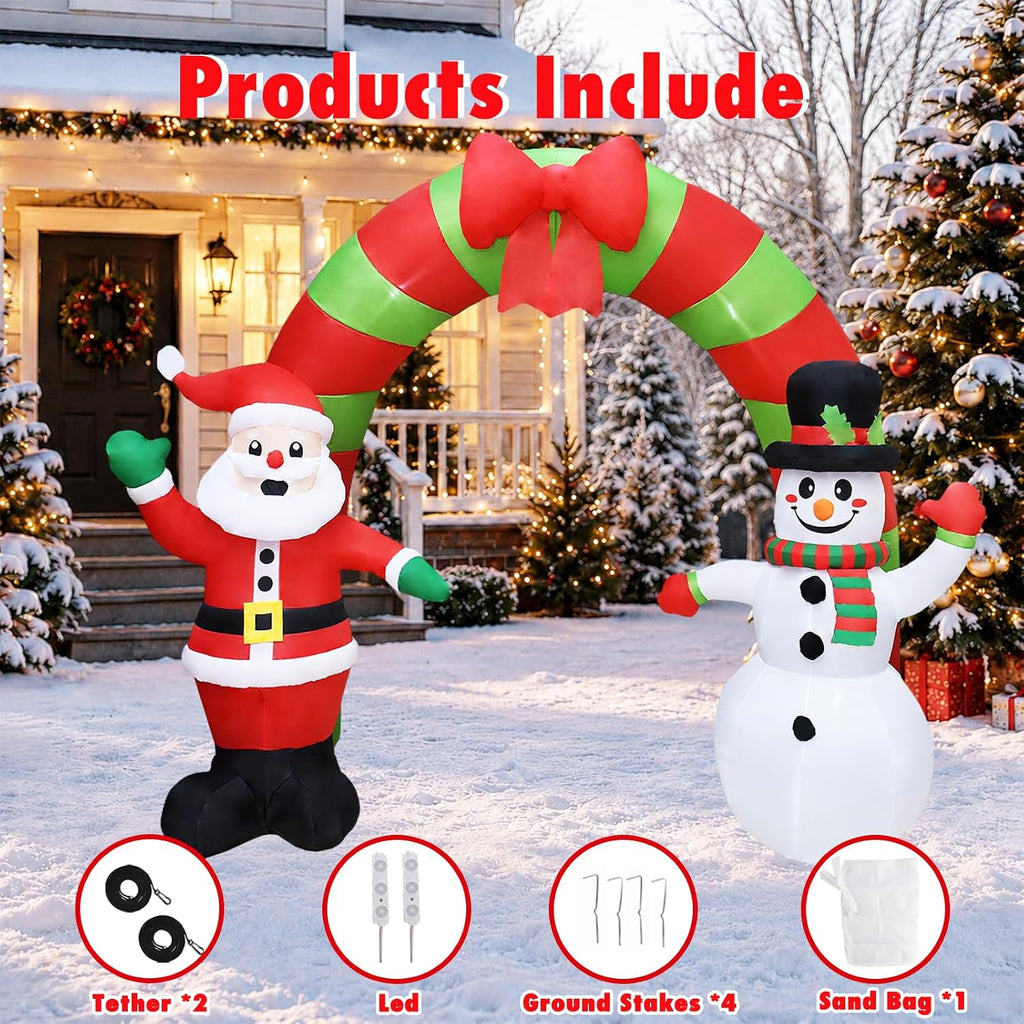 10 FT Christmas Inflatables Archway Outdoor Decorations Santa Snowman Arch