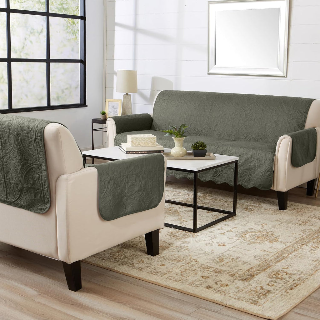 Reversible Recliner Chair Cover - Washable Slipcover Furniture Protector with Elastic Straps - Perfect for Kids &