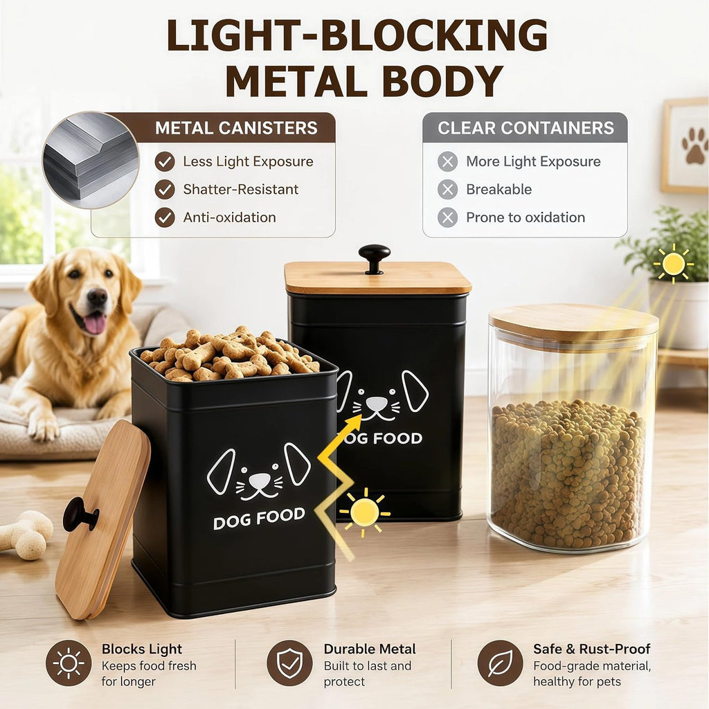 Dog Food Storage Container 6.7"W x 9.3"H Airtight Metal Canister