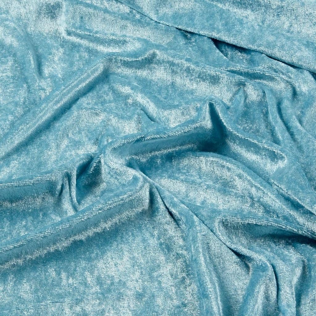 60" Wide - 100% Polyester Panne Velvet - Perfect for backdrops, Clothing, Home Furnishing and Many More. (Baby Blue