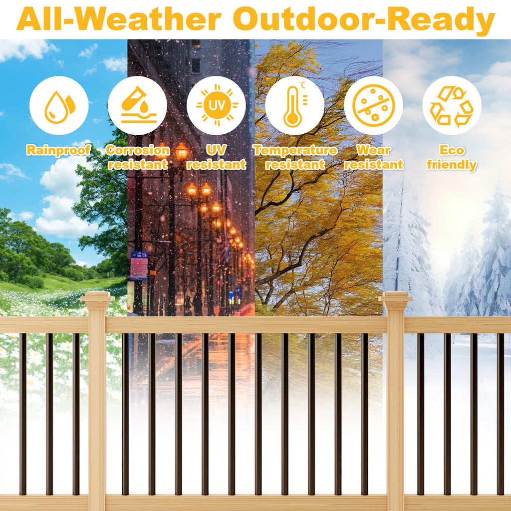 100 Pack 32" Aluminum Deck Balusters, 3/4" Diameter Black Metal Deck Spindles with Connectors and Screws, Hollow