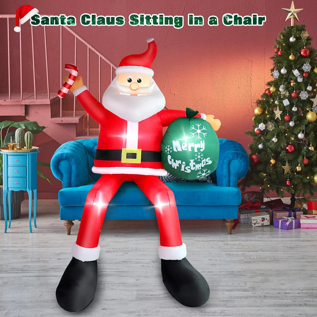 8 FT Christmas Inflatable Sitting Santa Claus Outdoor Decoration