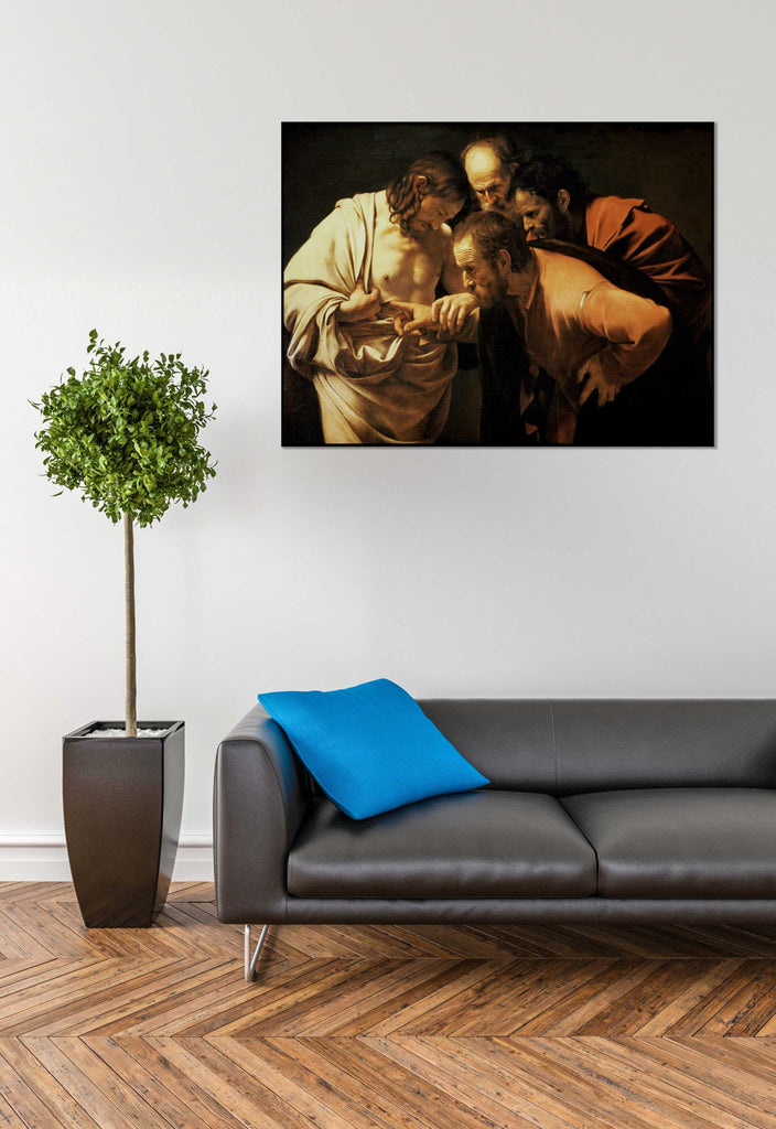 Caravaggio Canvas Wall Art St. Thomas Doubt Poster - Religious Culture Wall Decor Famous Oil Painting Print Suitable
