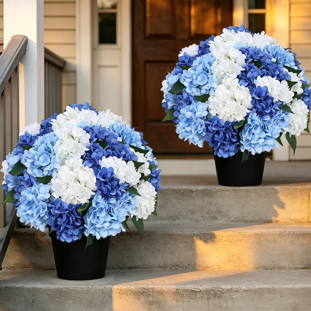 Set of 2 Faux Outdoor - Mixed Blue