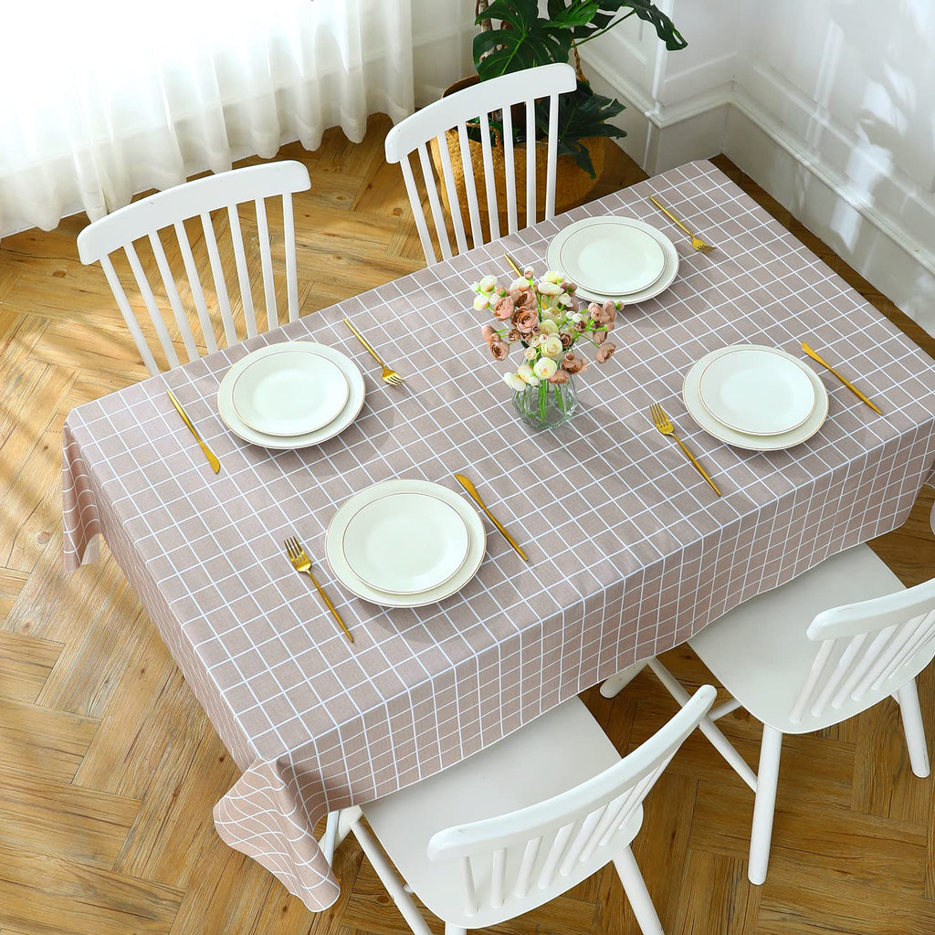 Checkered Vinyl Tablecloth, Rectangle 60 x 102, Sand