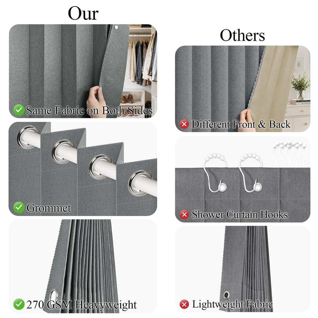 Faux Linen Pinch Pleated Style Look Blackout Curtains & Drapes 96 Inch Long Bedroom/Livingroom Farmhouse Curtains, 1
