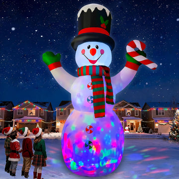 10 Ft Inflatable Christmas Snowman with Candy Decoration for Yard Lawn Garden Home Party Indoor Outdoor