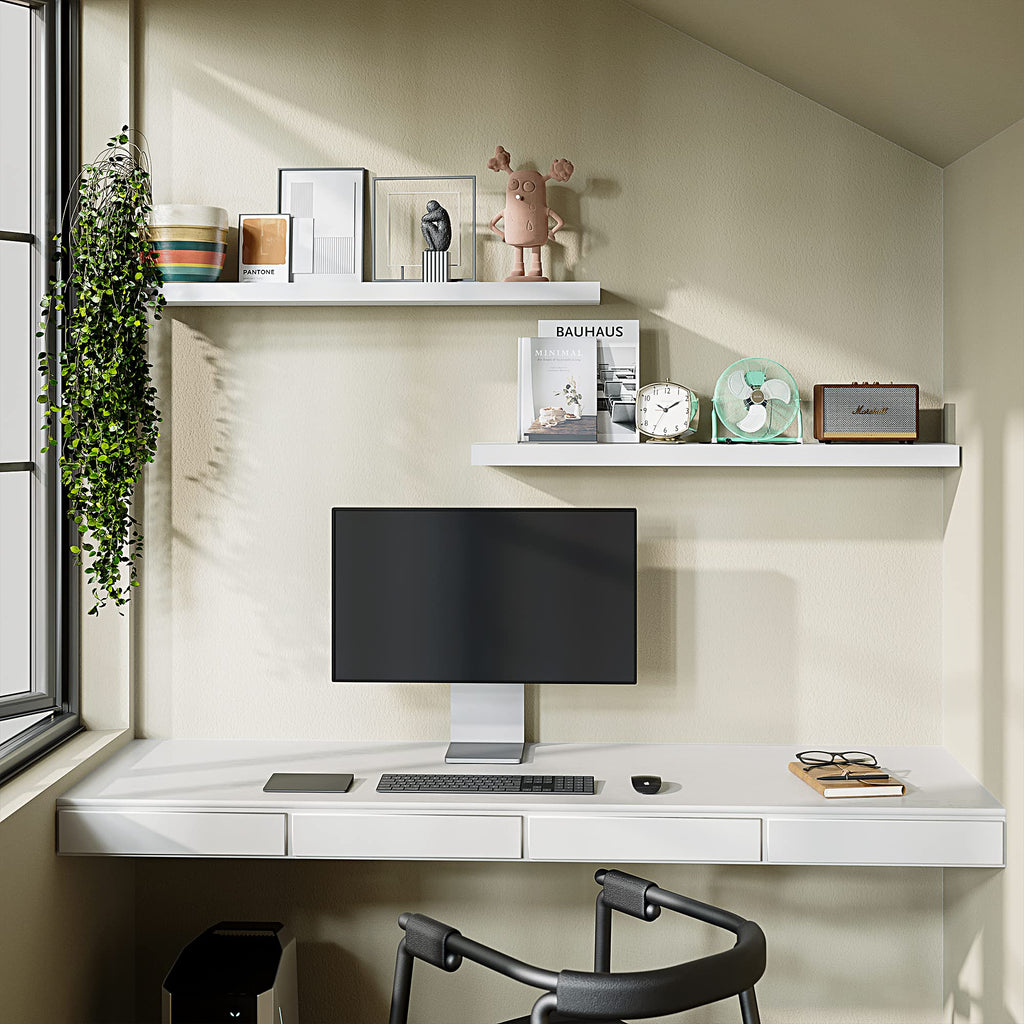 Floating Shelves, 40 x 8Wall Shelves - Extra-Wide Display Shelf with Invisible Brackets, Set of 2 | Accent Décor