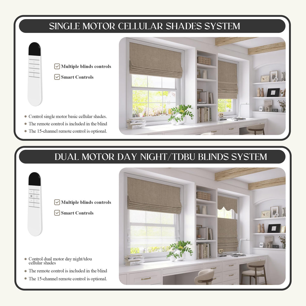 Motorized Roman Shades with Remote, Custom Size