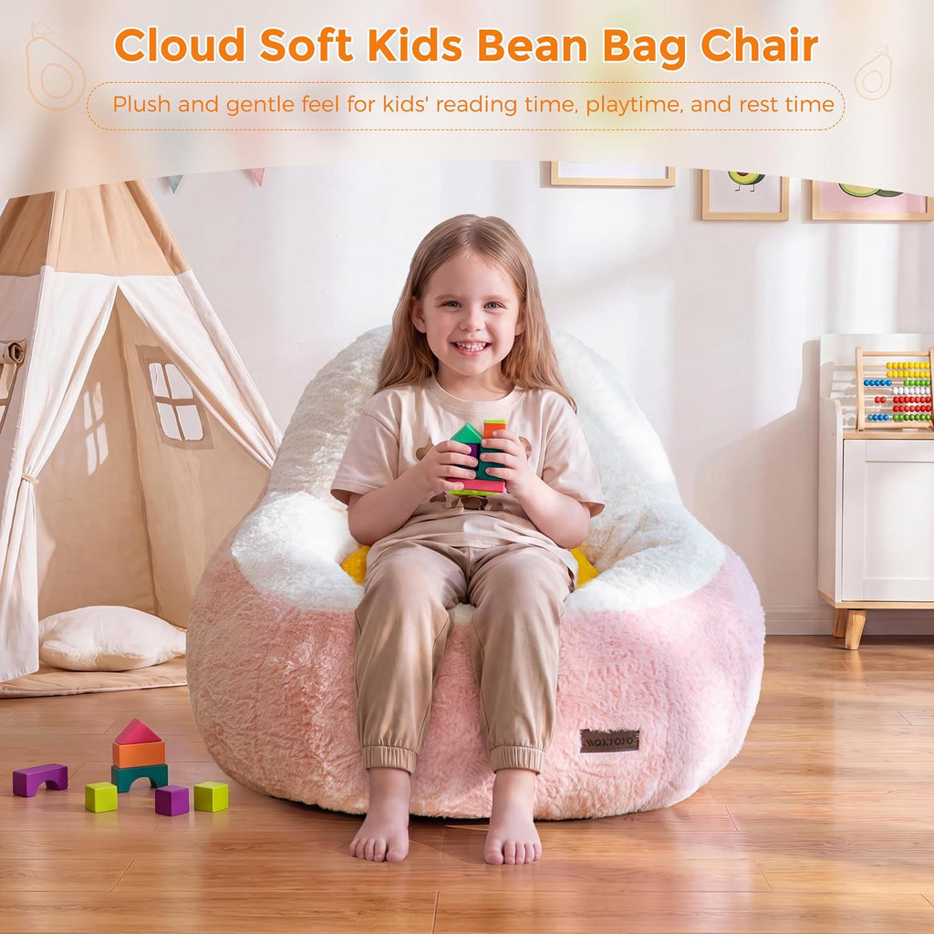 Bean Bag Chair for Kids, Avocado-Shaped Faux Fur Chair