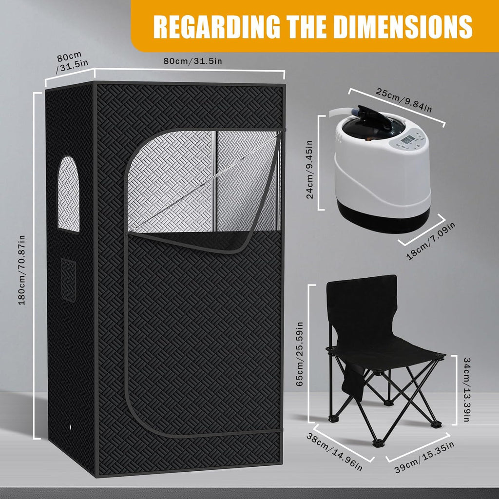Nirvix Sauna Box, Portable Steam Sauna for Home with 1000W 3L Steamer, 9-Level Temperature Control & Remote