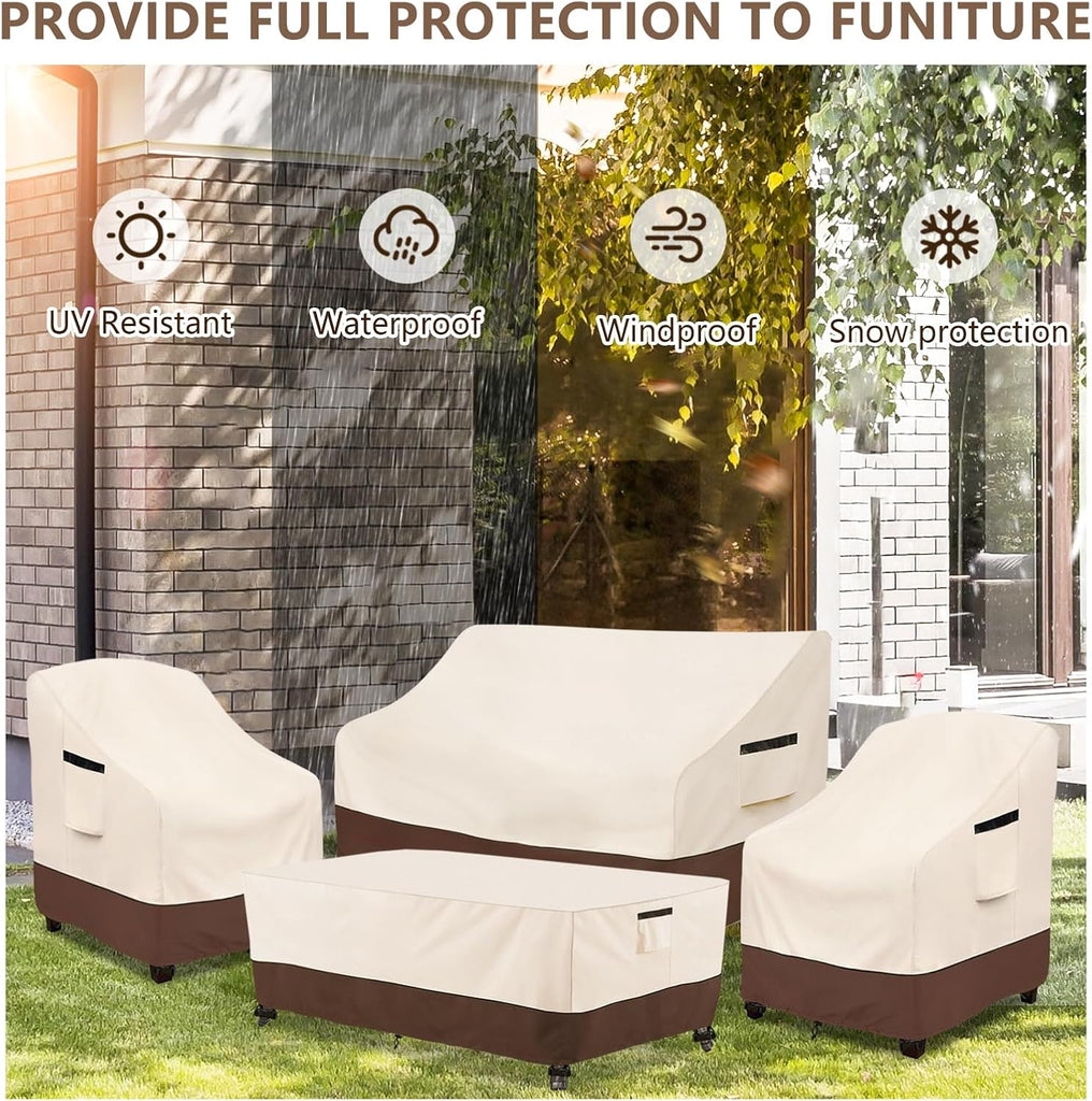 Outdoor Furniture Set Cover, 4 Pcs 600D Heavy Duty 100% Waterproof Patio Furniture Covers,Fit Patio Loveseat,2 Chair