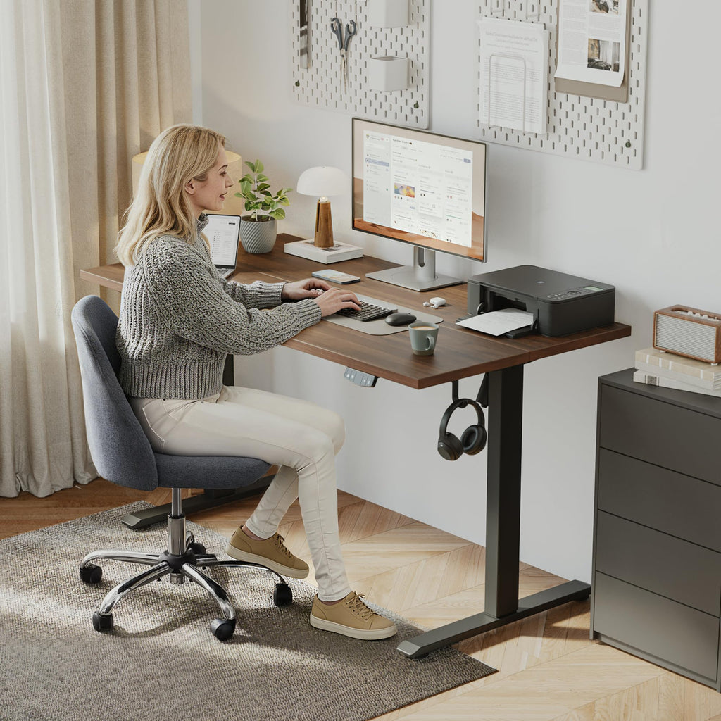 71 x 32 Electric Standing Desk, Height Adjustable, Dark Walnut