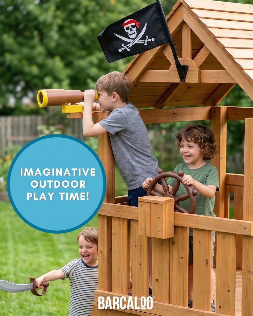 Pirate Playground Bundle - Telescope, Wheel & Flags, Jungle Gym