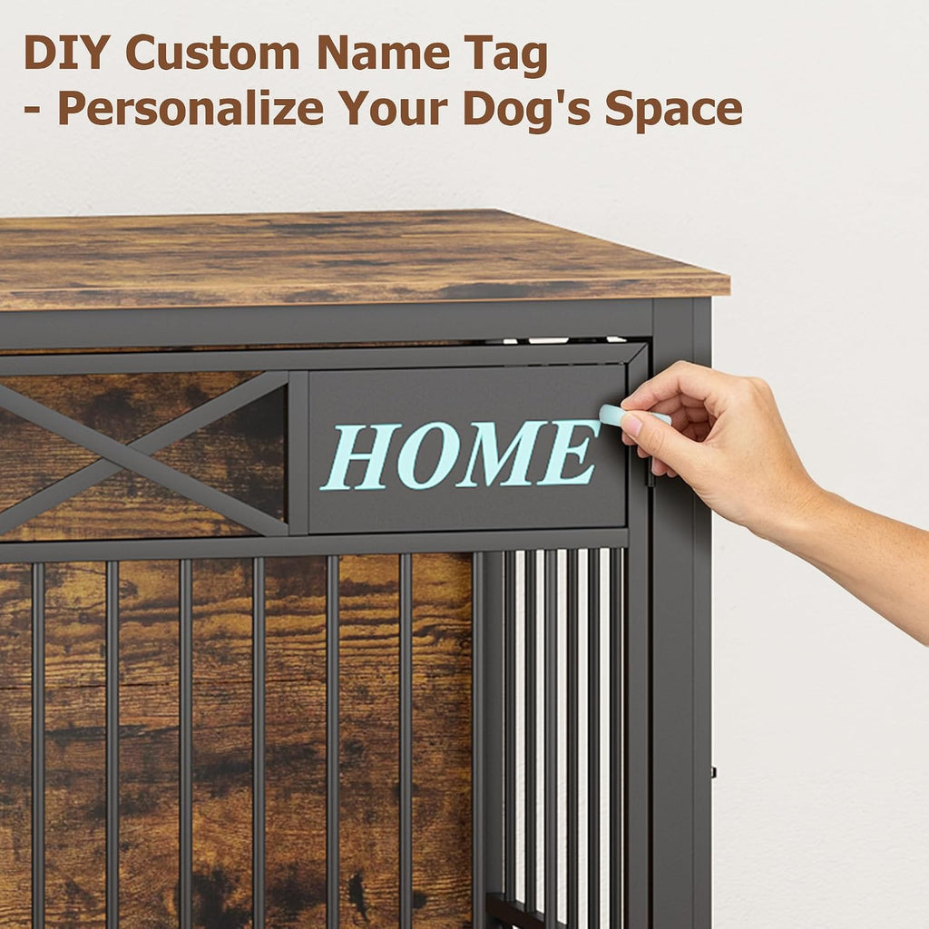 47" XXL Dog Crate Furniture with Wheels, Heavy Duty Dog Kennel Indoor for Large Dogs, Wooden Dog Cage for high
