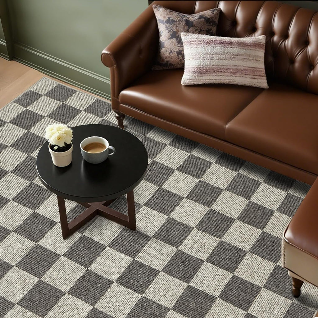 Checkered Rug 5x7 Washable Soft Rug Low-Pile Boho Rugs with Non-Slip Backing s, Classroom, ‎Dining Room, Office, Kids