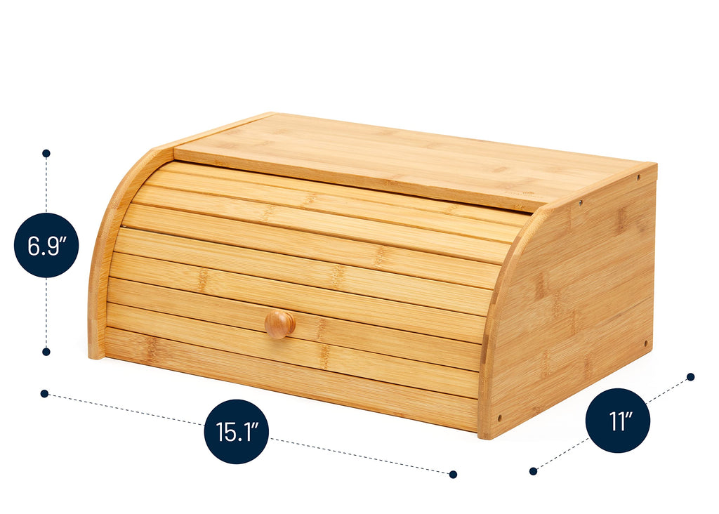 Bread Box - Natural Bamboo Roll Top Kitchen Food Storage