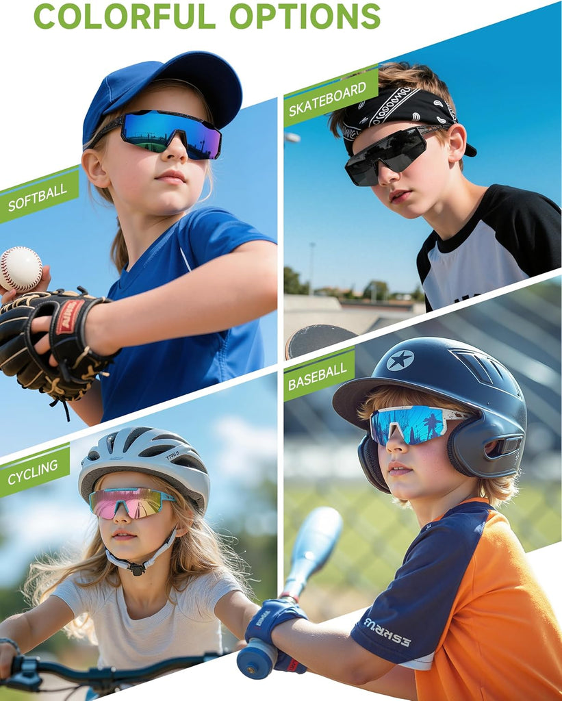 Kids Polarized Baseball Softball Sports Sunglasses for Boys Girls