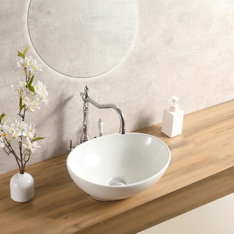 16'' X 13'' Oval Bathroom Vessel Sink,Ceramic Bathroom Sink Bowl