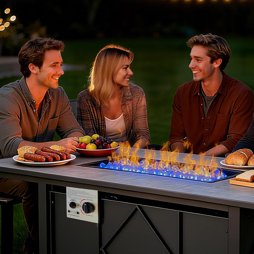 43 Inch Propane Fire Pit Table, 50,000 BTU Outdoor Gas Fire Table | Firepit Table for Outside, 2-in-1 Removable Lid