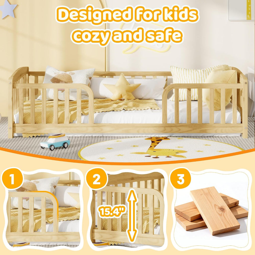 Toddler Floor Bed with Central Entrance, Natural