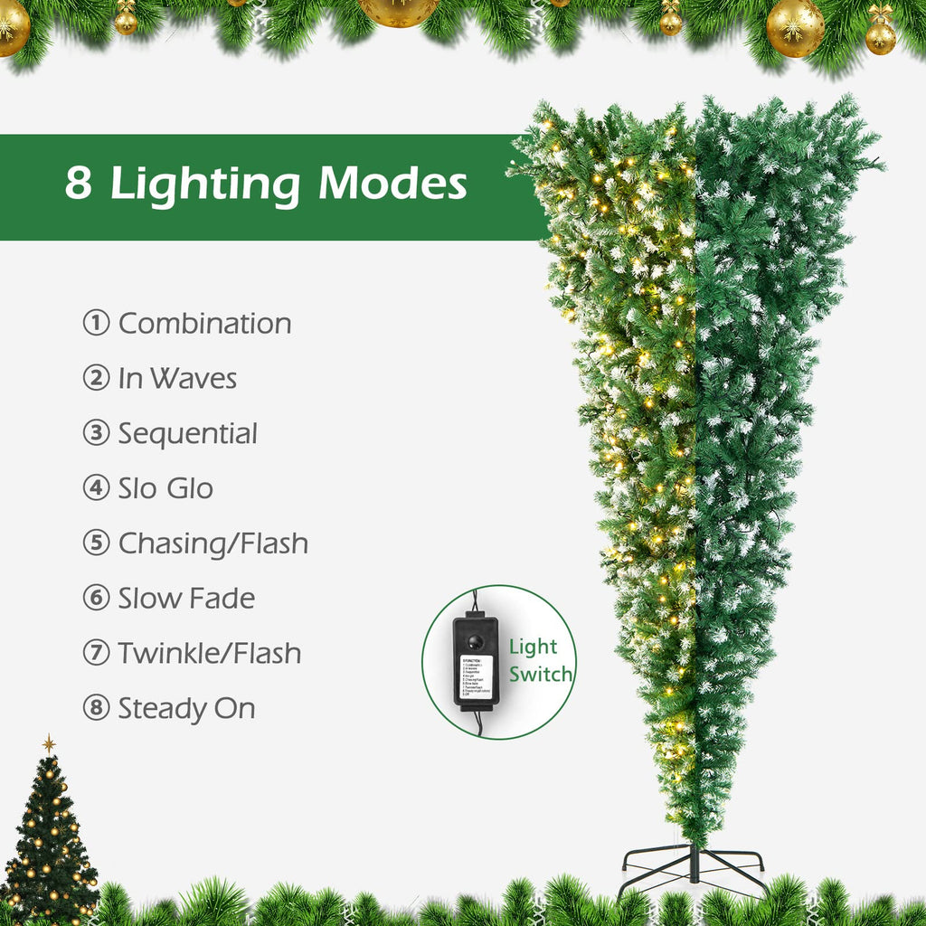 7.5FT Pre-Lit Upside Down Christmas Tree with 400 LED Lights