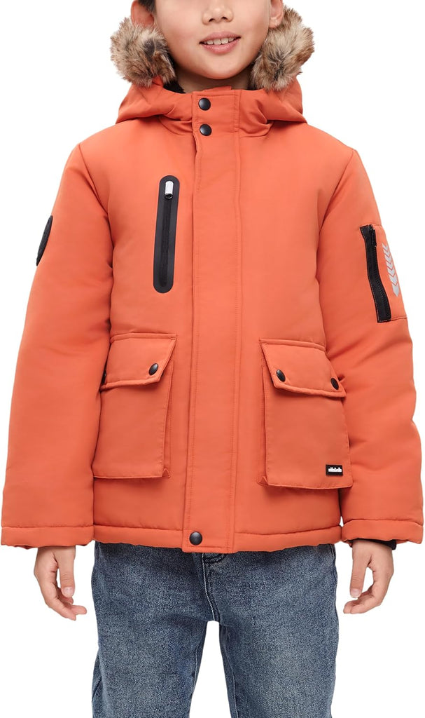 Boys' Warm Parka Jacket Sherpa Fleece Lined Winter Snow Coat