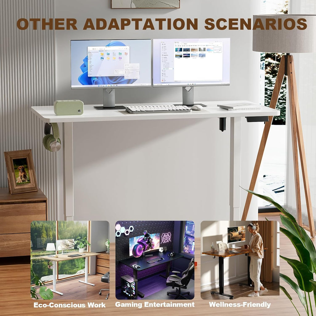 55 Inch Large Electric Standing Desk,Sit to Stand Up, Heights Adjustable, Work Home Office Computer Table for Study