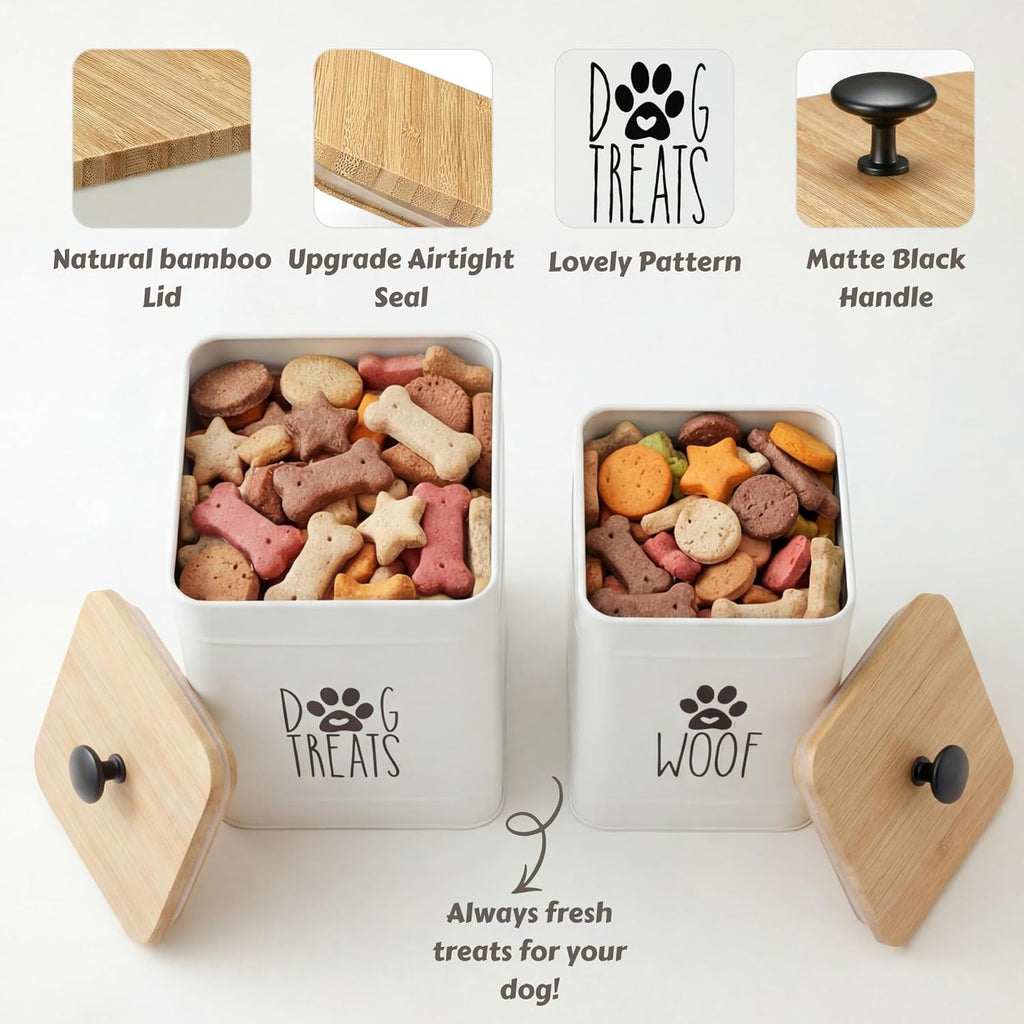 Dog Treat Container, Airtight Dog Treat Jar Set of 2, Dog Cookie Jar Counter, Pet Treat Container, Dog Treat Canister