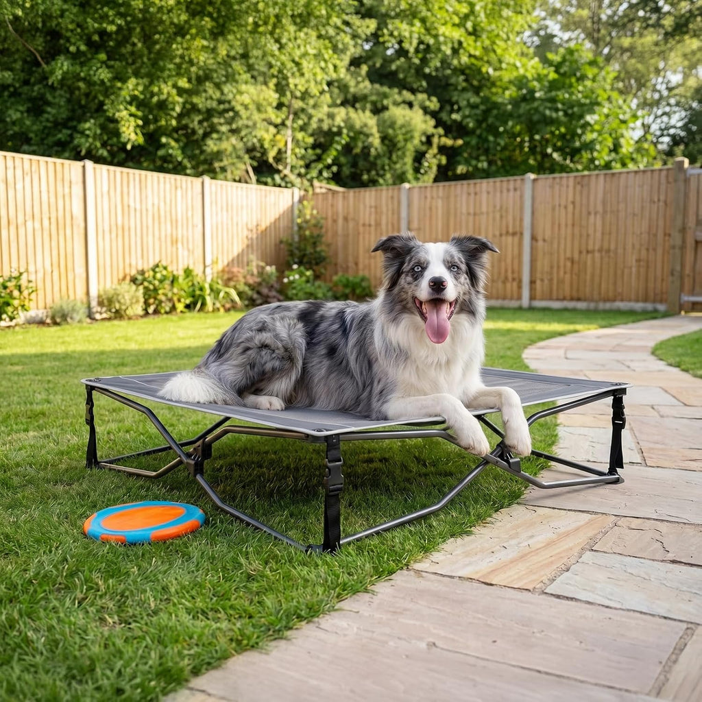 Outdoor Dog Bed, Cooling Elevated Pet Bed Portable Raised Dog Bed with Breathable Mesh, Dog Bed Foldable Dog Cot