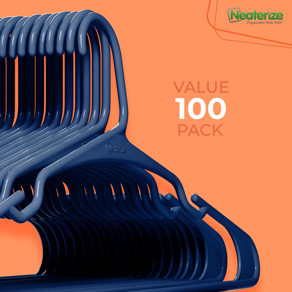 Clothes Hangers Plastic 100 Pack for Adults - Plastic Hangers, The Perfect Coat Hanger and Space Saving Clothes
