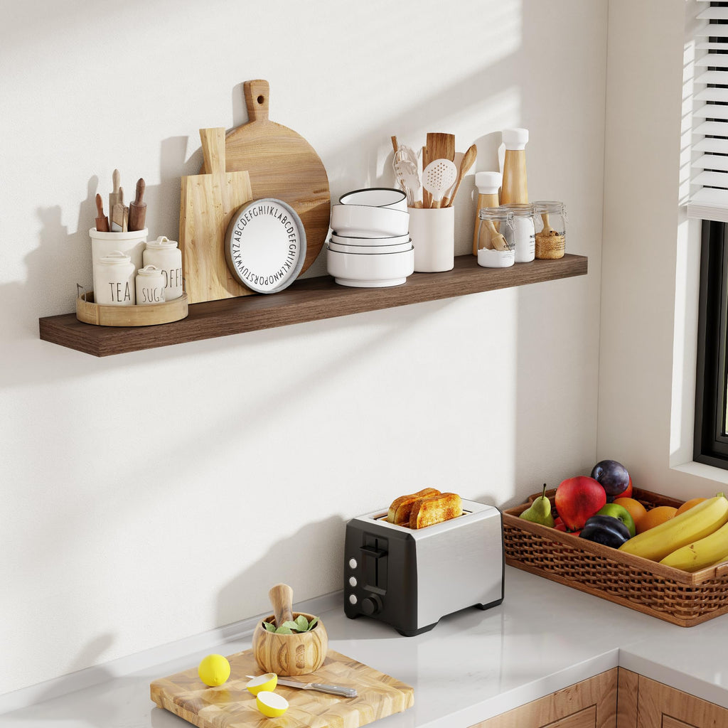 48 Inch Floating Shelves, 8 Inch Deep Floating Shelves for Wall, Hanging Shelf with Invisible Brackets, Deep Shelves