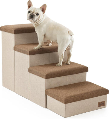 Dog Stairs with Storage, 22" H Wider Dog Steps, 4-Step