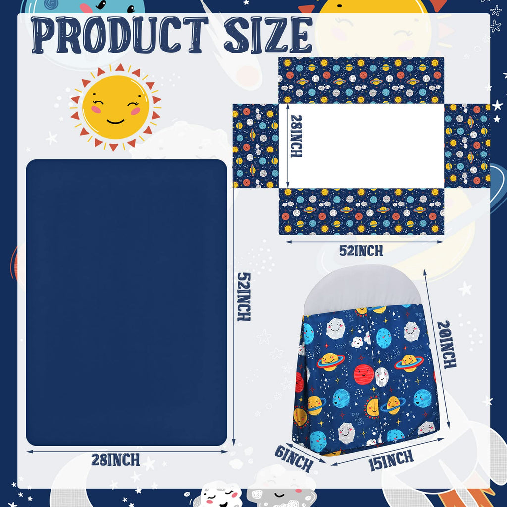 4 Pieces Baby Crib Bedding Set, Standard Nursery Size Soft, Space