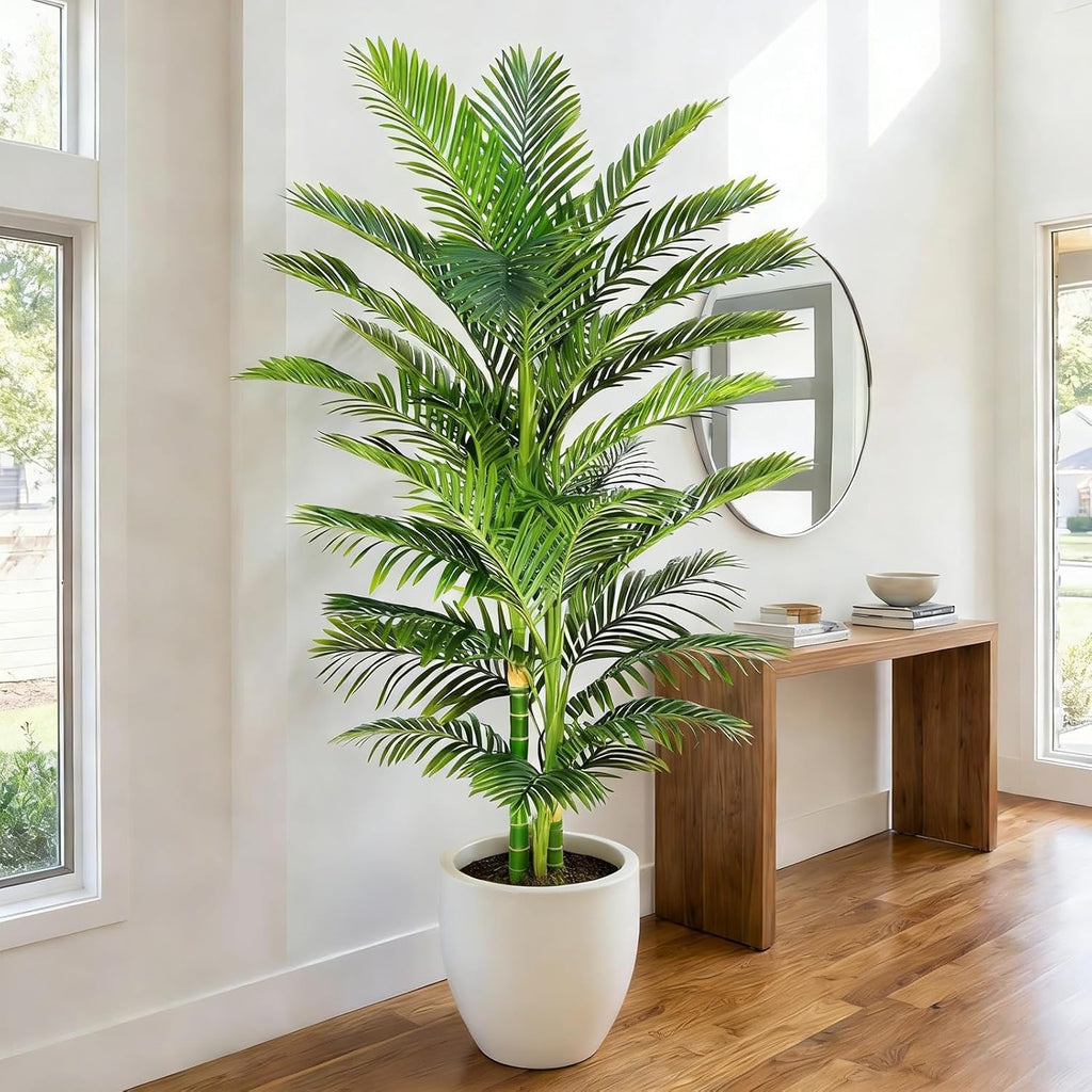 Artificial Palm Tree Indoor Plant (Black, 6FT)
