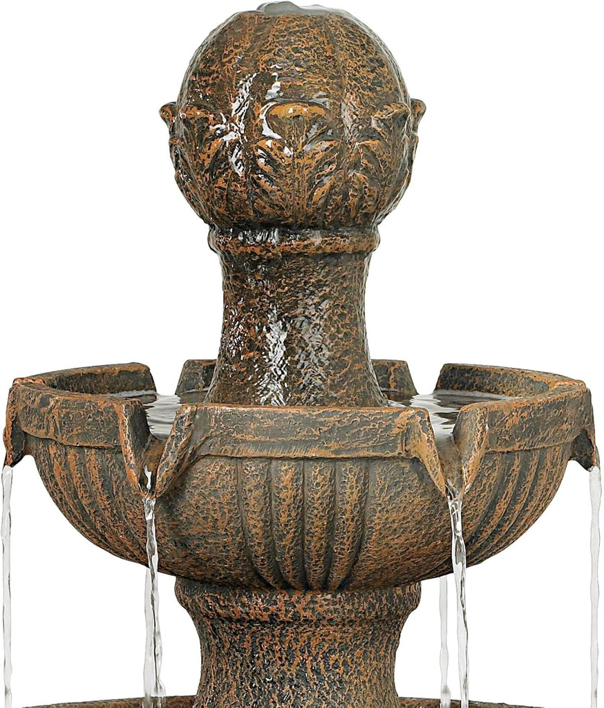 Ravenna 43" High Large Italian Indoor Outdoor Decor Faux Stone Floor Fountain Standing Waterfall 3-Tier Basin Tall