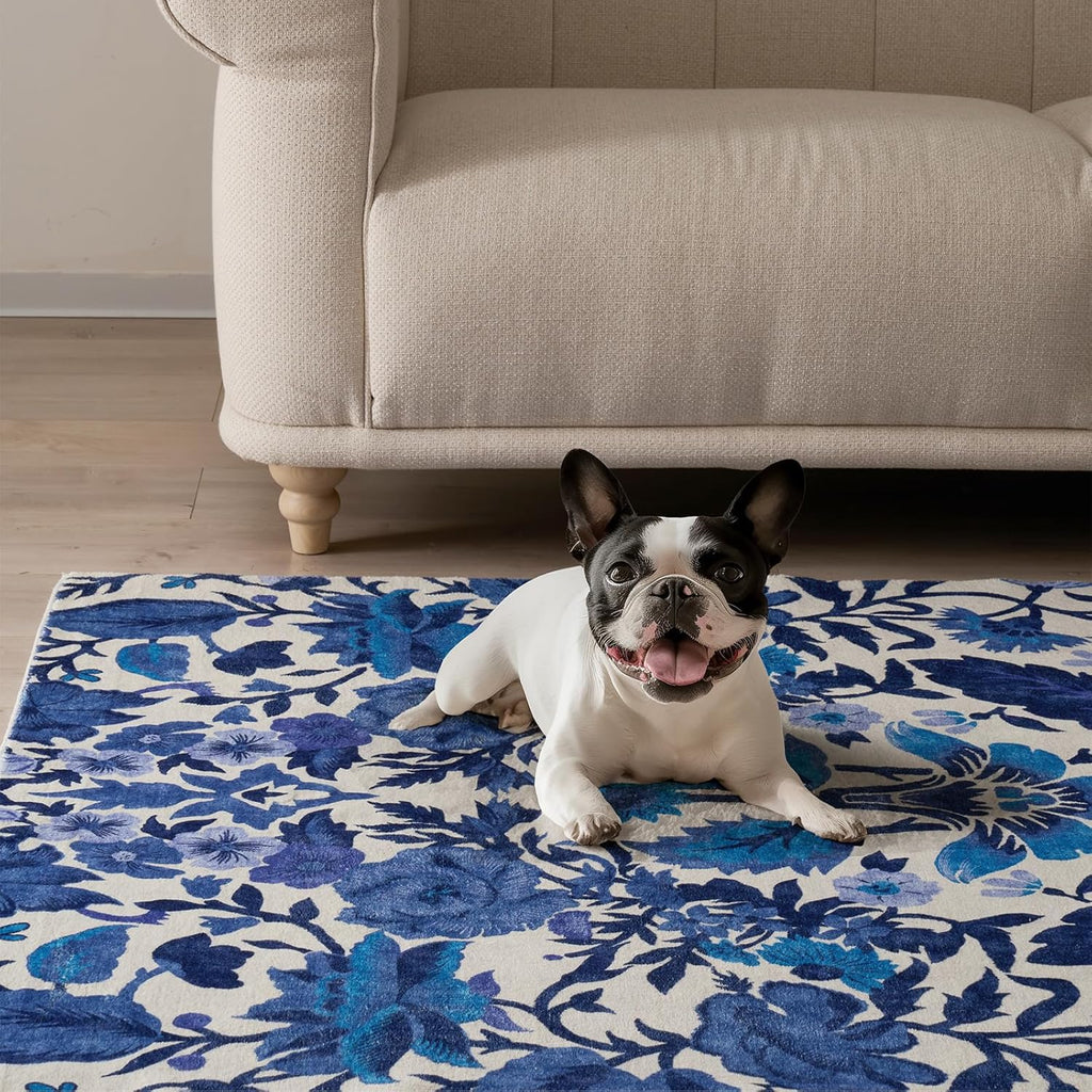 Hallyway Area Runner Rugs 2x10, Boho Floral Faux Wool Indoor Outdoor Rugs, Washable Rugs for Bedroom