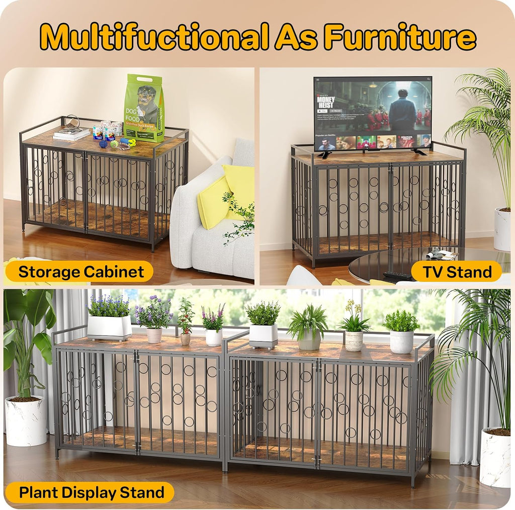42" Dog Crate Furniture Style, Decorative Wooden Dog Cage