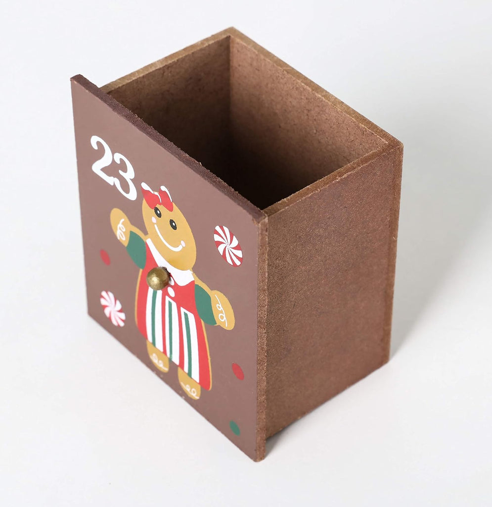 Reusable Wooden Advent Calendar to Fill - Gingerbread House with LED Lighting - DIY Christmas Calendar 10.31 x 17.72