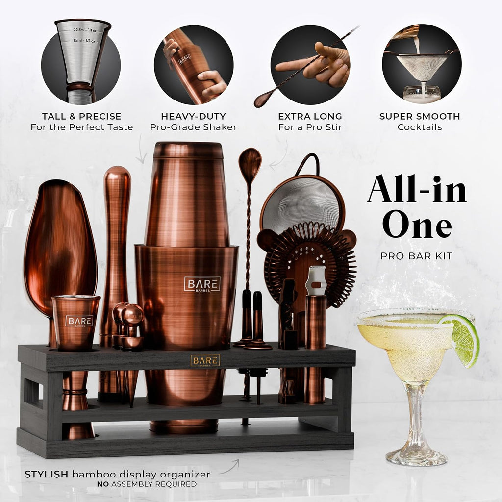 Mixology Bartender Kit Bar Set | 16-Piece Cocktail Shaker Set | Martini Barware Mixing Tools Bartending | Incl. 35 - Set of 16
