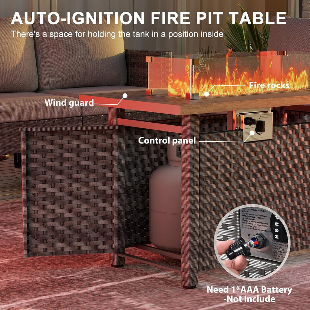 44" Fire Pit Table with Wind Guard