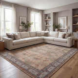 9x12 Large Area Rug, Machine Washable Area Rug with Non-Slip Backing, Vintage Style, Soft, Easy Clea